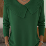 Collared Knit Sweater with Long Sleeves