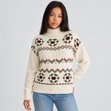 Fair Isle Cable Knit Turtleneck Sweater