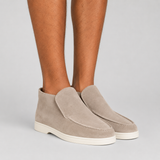 Suede High-Top Loafers with Stitched Moc Toe