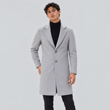 Slim Fit Single-Breasted Coat with Button Front and Lapel Collar