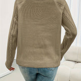Cable Knit Sweater with Button Trim