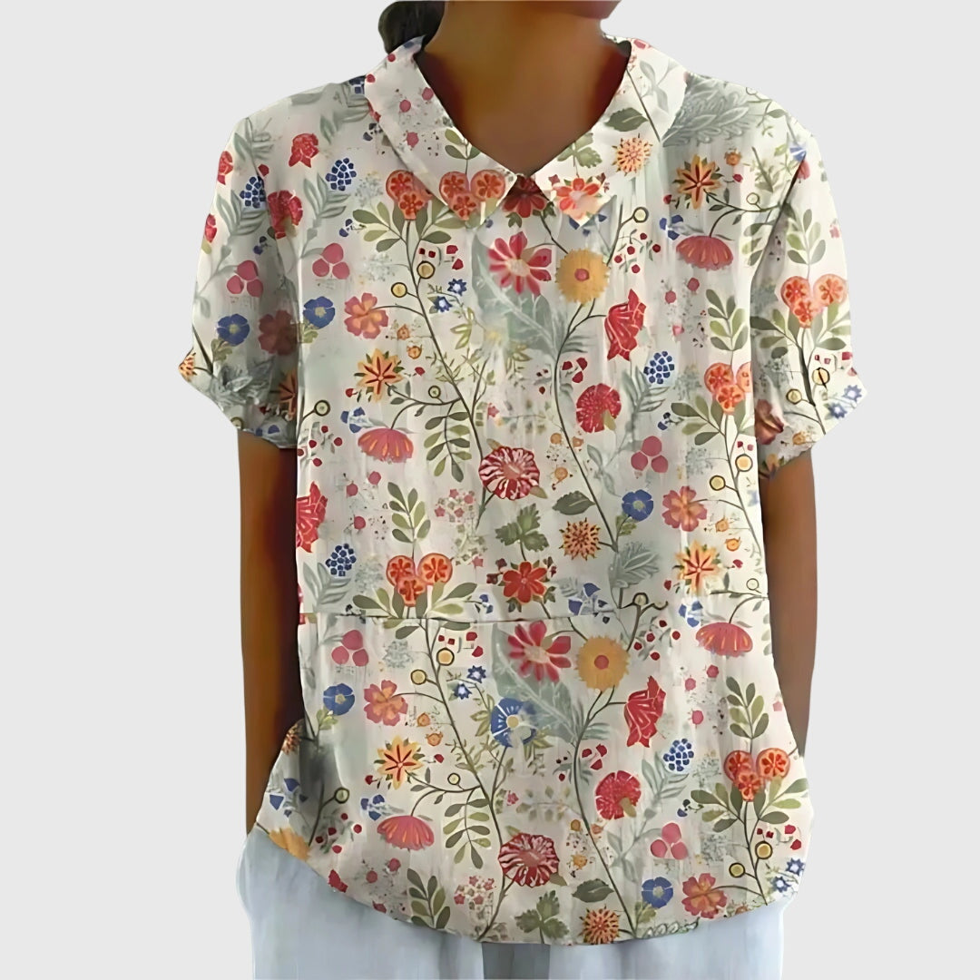 Solene | Floral Button Elegant Blouse Women Summer Casual