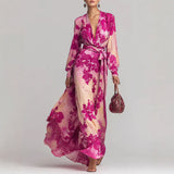 Floral Wrap Maxi Dress with Tie Waist