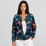 Christmas Cardigan for Women with Button Front and Santa Reindeer Print