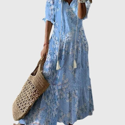 Camille | Boho Printed V-Neck Maxi Dress Women Summer Flowy