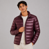 Quilted Puffer Jacket with Stand Collar and Zip Front
