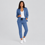 Women's Suits with Open Front Blazer and Drawstring Pants for Office Wear