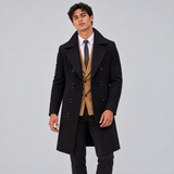 Tailored Wool Coat with Lapel Collar and Side Pockets