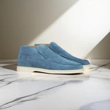 Suede High-Top Loafers with Stitched Moc Toe