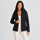 Women's Chevron Quilted Jacket with Hood