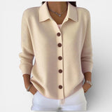 Women's Knit Cardigan Sweater – Collared Button-Front Long Sleeve Style for Everyday Wear