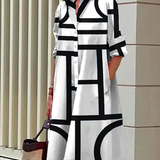 Collared Button-Front Midi Shirt Dress with Side Pockets