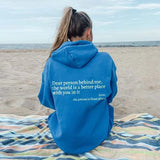 Women's Graphic Hoodie with Inspirational Quote Back Print and Long Sleeves