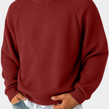 Men's Knit Sweater with Round Neck and Raglan Sleeves