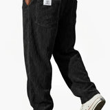 Corduroy Wide-Leg Pants with Patch Pockets