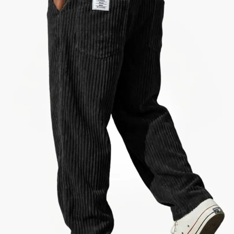 Corduroy Wide-Leg Pants with Patch Pockets