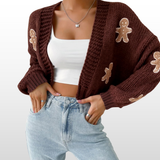 Cropped Open-Front Chunky Knit Cardigan
