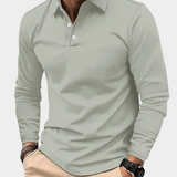 Long Sleeve Polo Shirt with Half Button