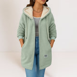 Hooded Fleece Jacket with Zip-Front and Drawstring