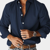 Long Sleeve Button-Up Shirt with Spread Collar