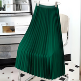 High-Waisted A-Line Pleated Midi Skirt