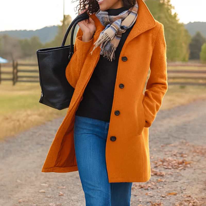 Wool Trench Coat with Button Front