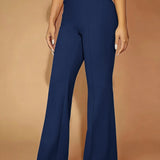 Fitted Flare Pants with High Waist and Front Seam