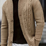 Cable Knit Cardigan with Shawl Collar and Button Front