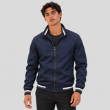 Bomber Jacket for Men – Zip-Up Casual Jacket with Stand Collar and Ribbed Cuffs for Everyday Wear
