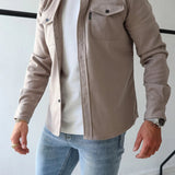 Overshirt Jacket with Button Front and Chest Pocket