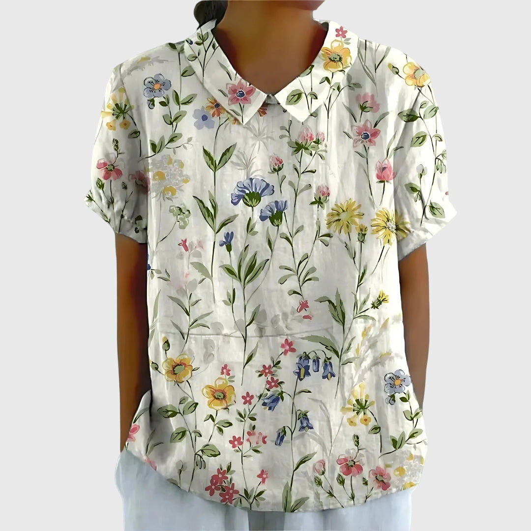 Solene | Floral Button Elegant Blouse Women Summer Casual
