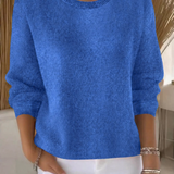 Oversized Crew Neck Knit Sweater with Ribbed Trim