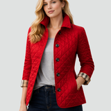 Quilted Jacket with Button Front and Point Collar