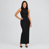 Ribbed Knit Bodycon Maxi Dress with Mock Neck