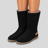 Suede Mid-Calf Boots with Round Toe