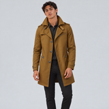 Trench Coat with Button Front and Wide Collar