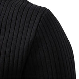 Ribbed Round Neck Half Button Sweater