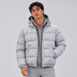 Men's Winter Jacket with Hood and Quilted Puffer Design