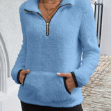 Quarter-Zip Fleece Sweatshirt with Front Pocket