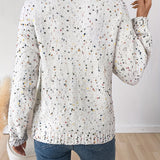 Knit Sweater with Dotted Pattern and Round Neck