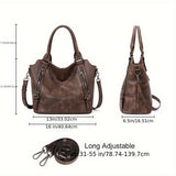 Shoulder Tote Bag with Crossbody Strap and Zip Pockets