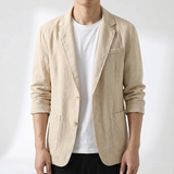 Men's Single-Breasted Linen Blazer with Patch Pockets