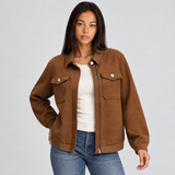 Zip-Front Textured Jacket with Chest Pocket
