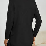 Long Sweater with Side Slits and Long Sleeves