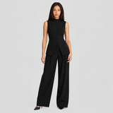 Sleeveless High-Neck Top and Wide-Leg Trousers Set
