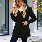 Parka Jacket with Sherpa Fleece Hood and Drawstring Waist