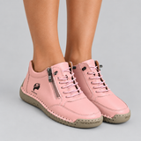 Lace-Up Sneakers with Side Zip and Stitched Sole