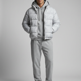 Men's Winter Jacket with Hood and Quilted Puffer Design