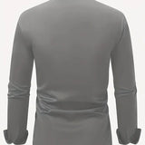 Slim Fit Button Up Shirt with Spread Collar and Long Sleeves