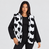 Sherpa-Lined Zip-Front Jacket with Heart Print